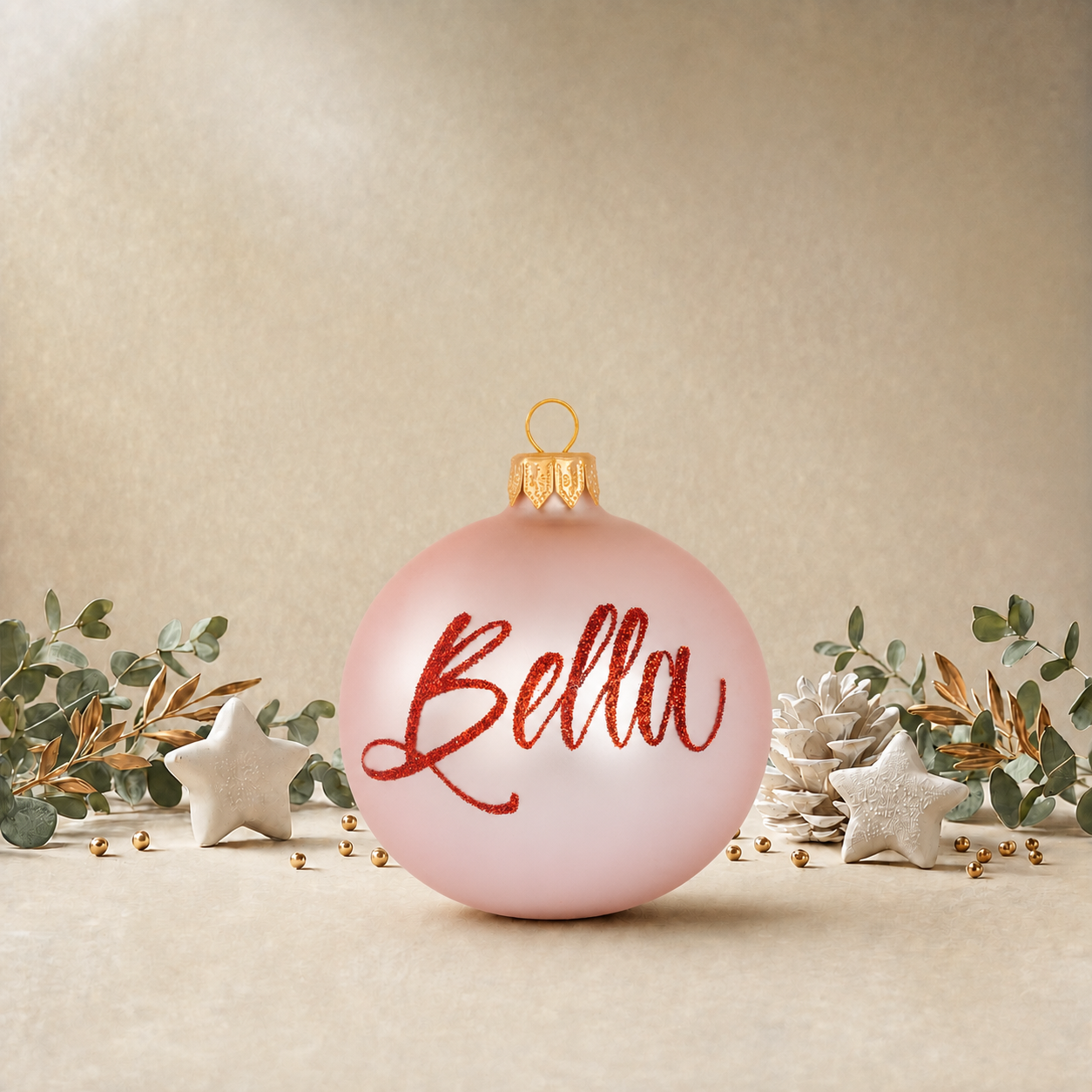 Baby Pink Bauble with Teddy Bear on Rocking Horse front