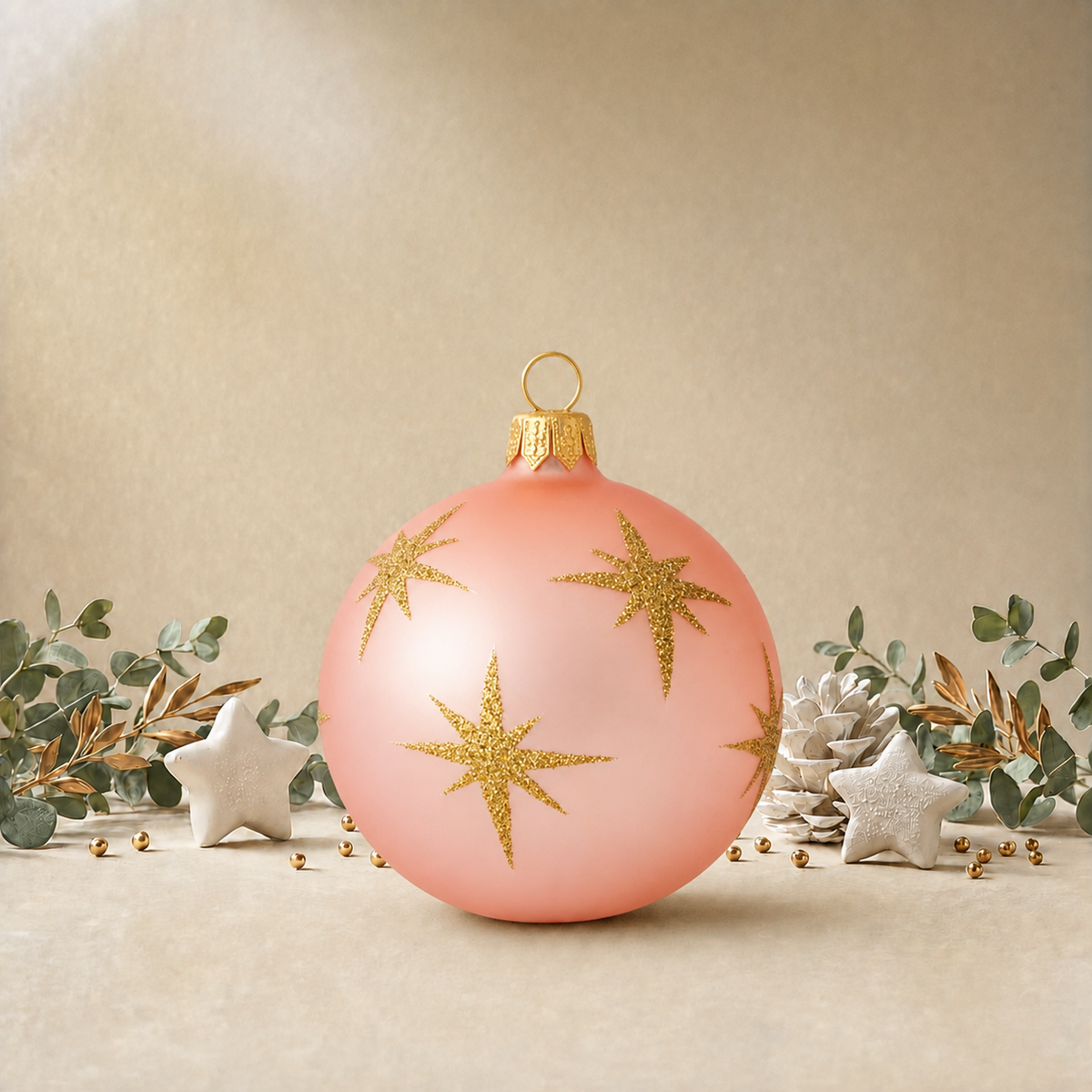 Baby Pink Bauble with Gold Stars back