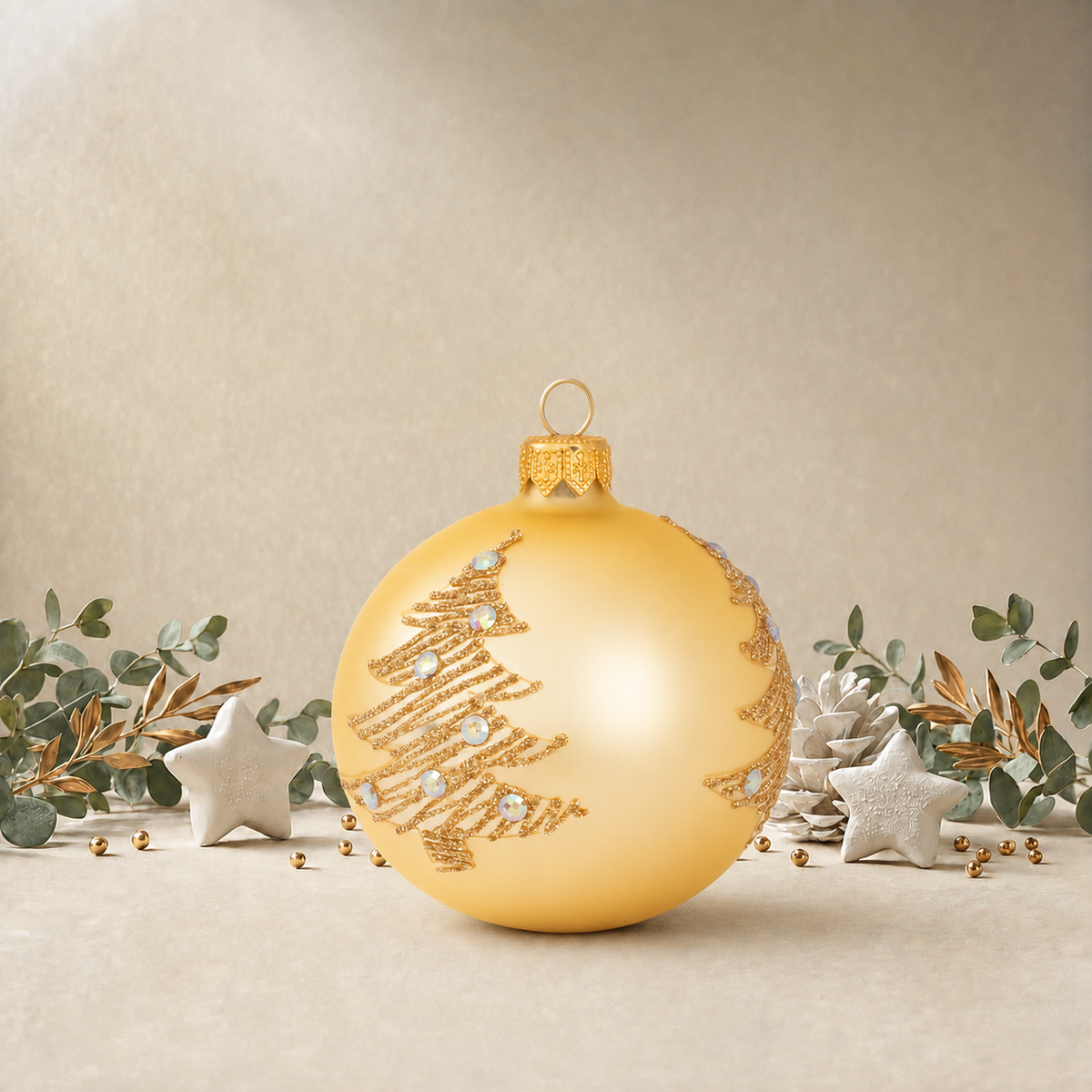 Cream Gold Christmas Tree Bauble