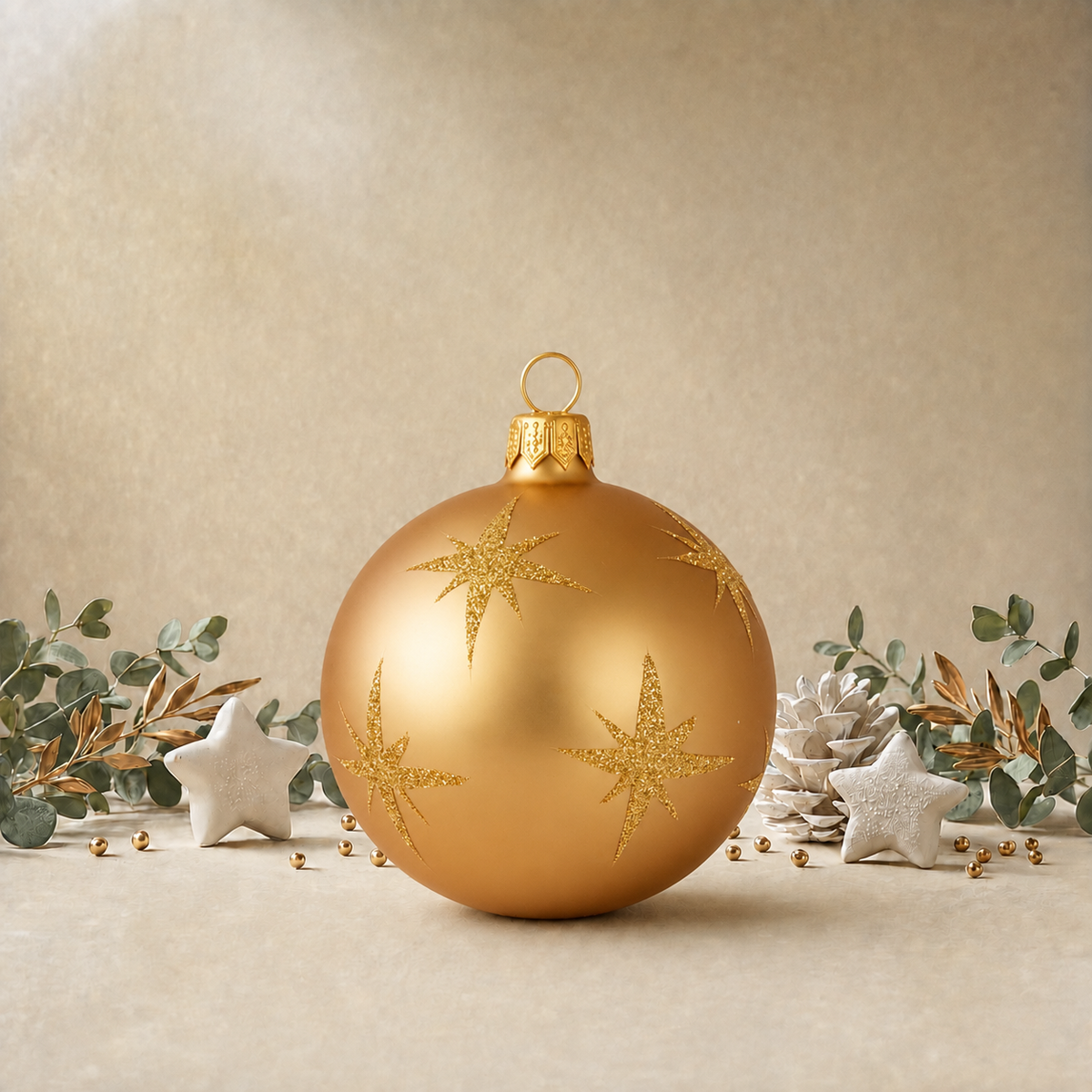 Gold Bauble with Gold Stars back