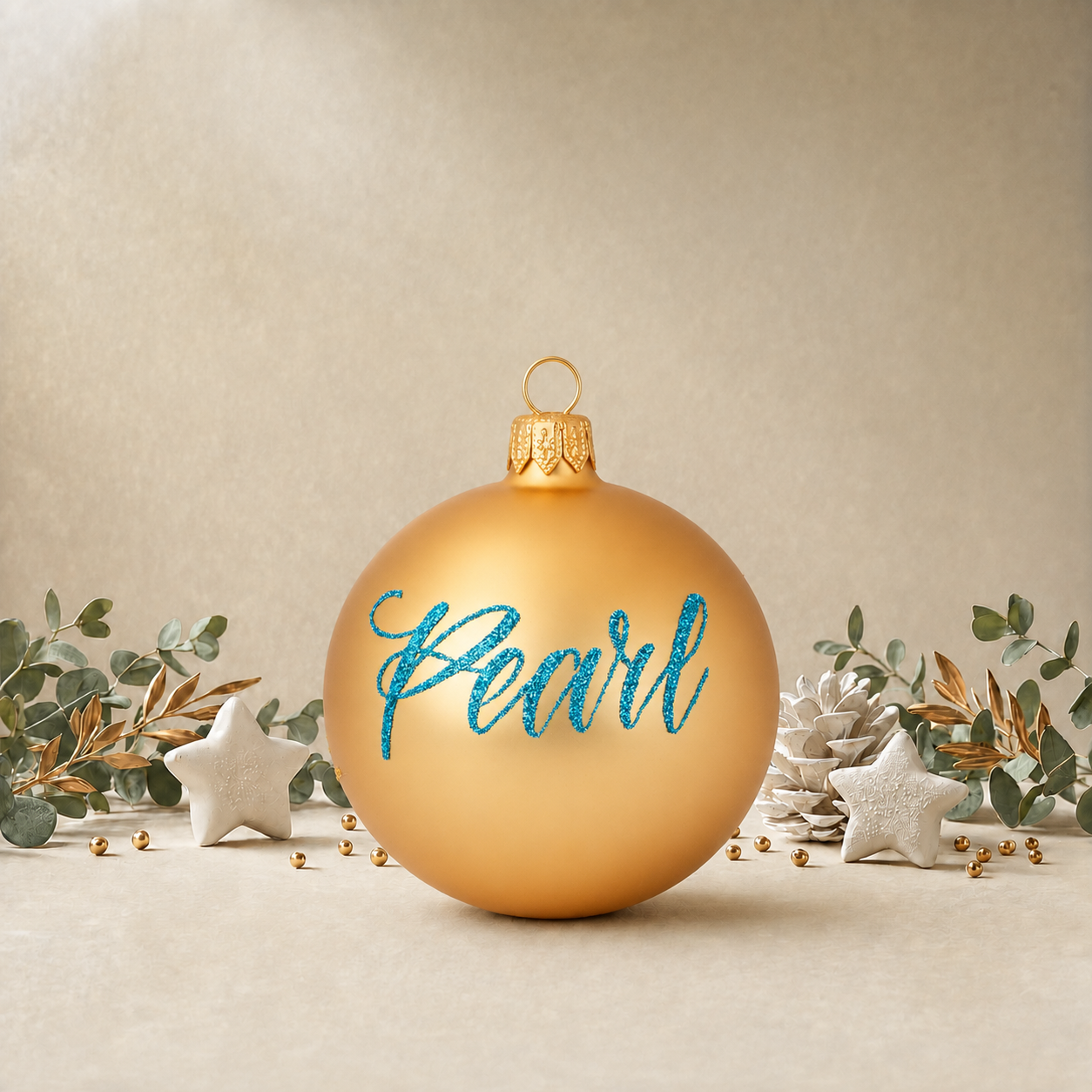 Gold Bauble with Gold Stars front