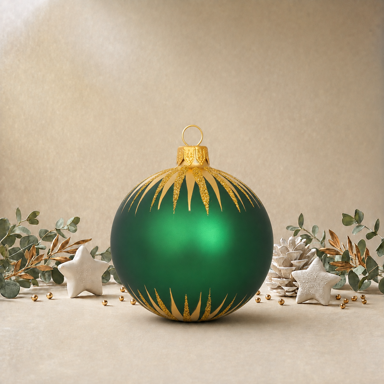 Green Bauble with Gold Icicles back