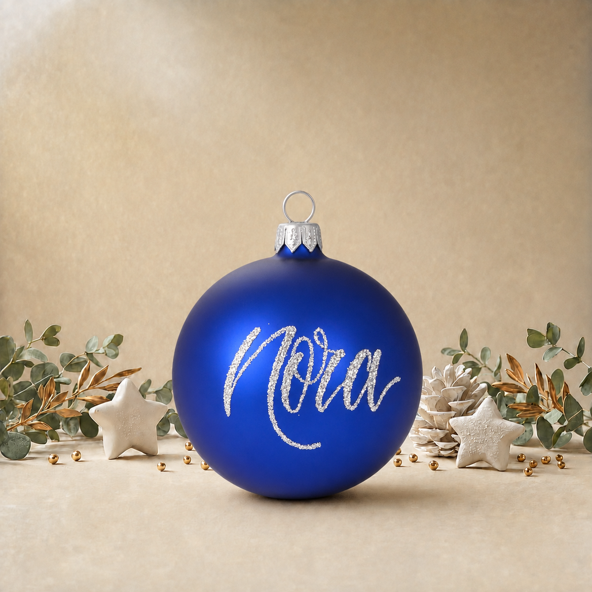 Greek Flag on Blue Bauble front