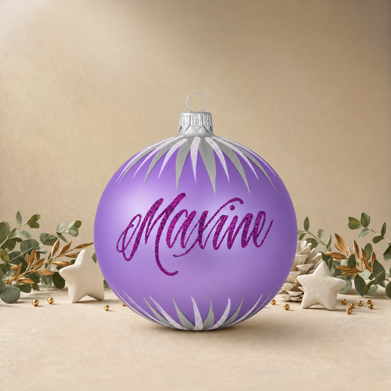Large Lavender Bauble with White Icicles front