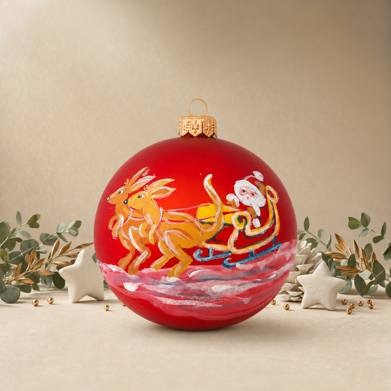 Red Kangaroo Sleigh with Santa back