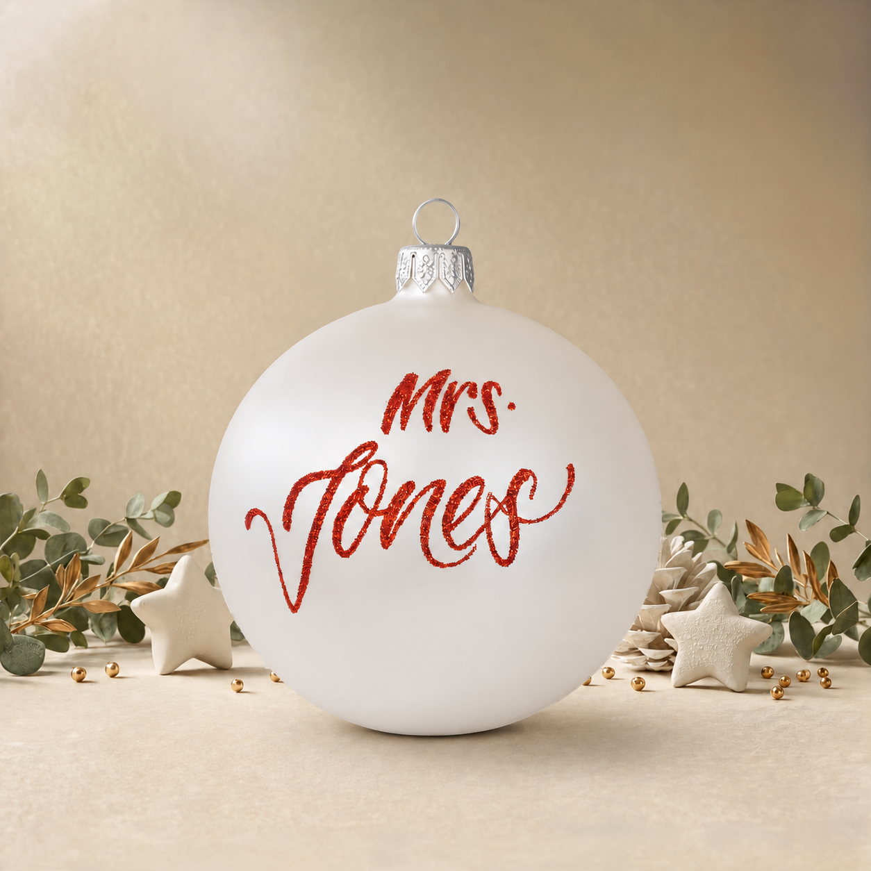 Large White Plain Bauble front