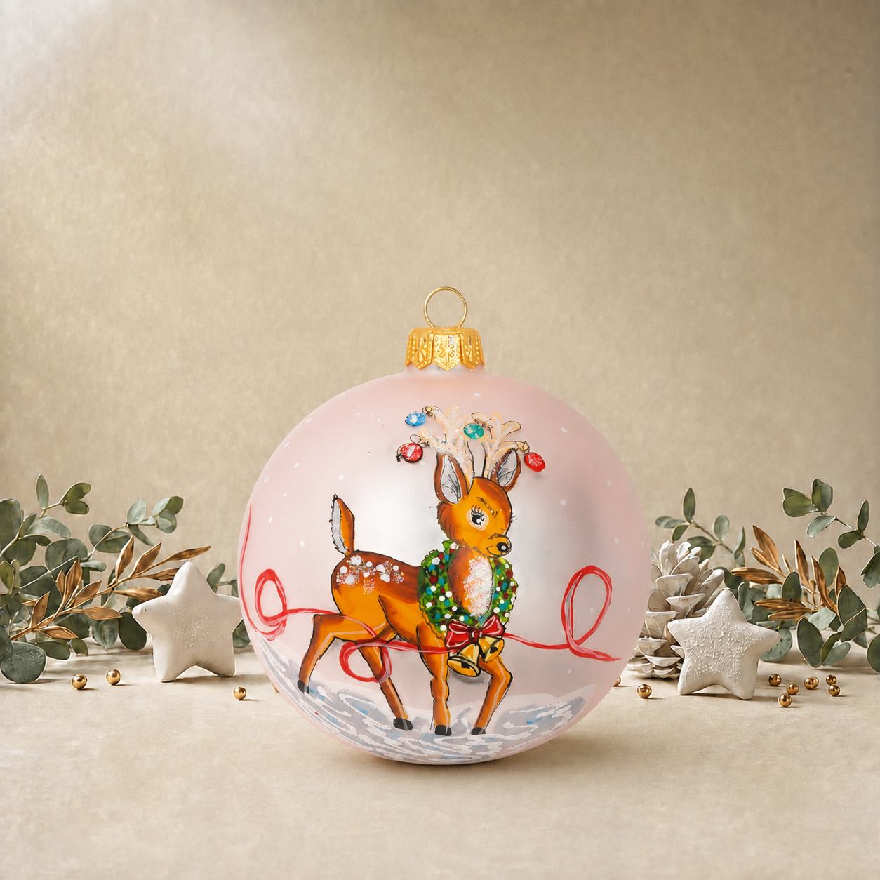 Cute Reindeer with Bells - Pink back