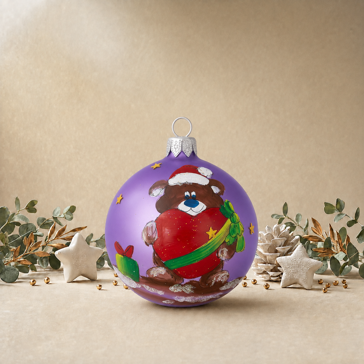 Teddy Bear Holding Giant Red Heart - Purple back