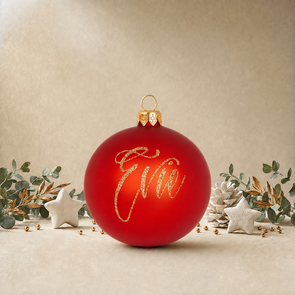 Red Bauble with Dinosaur front