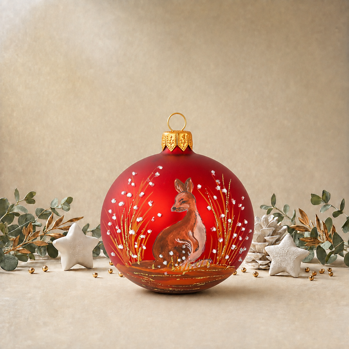 Red Bauble with Kangaroo back