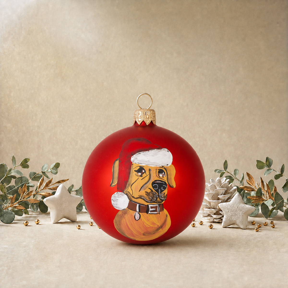 Red Bauble with Labrador back