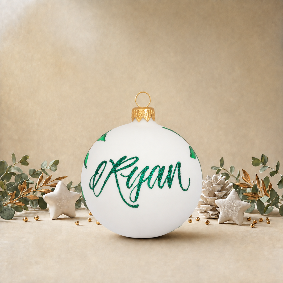 White Bauble with Australian Flag front