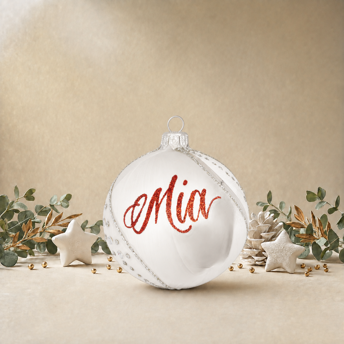White Bauble with Jewels front