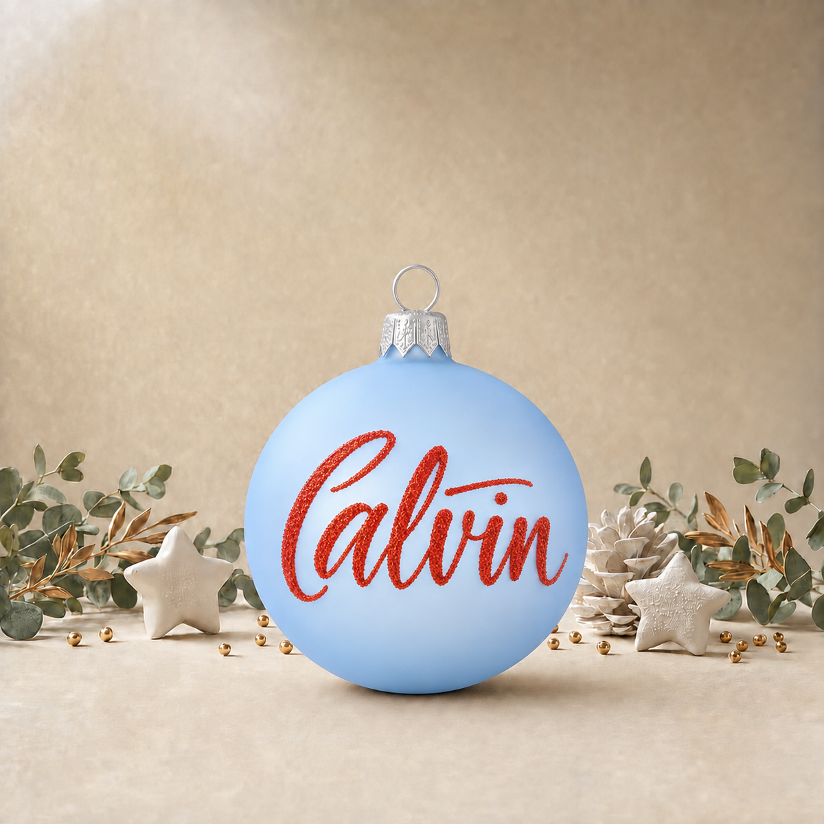 Cute Waving Penguin with Christmas Hat - Baby Blue