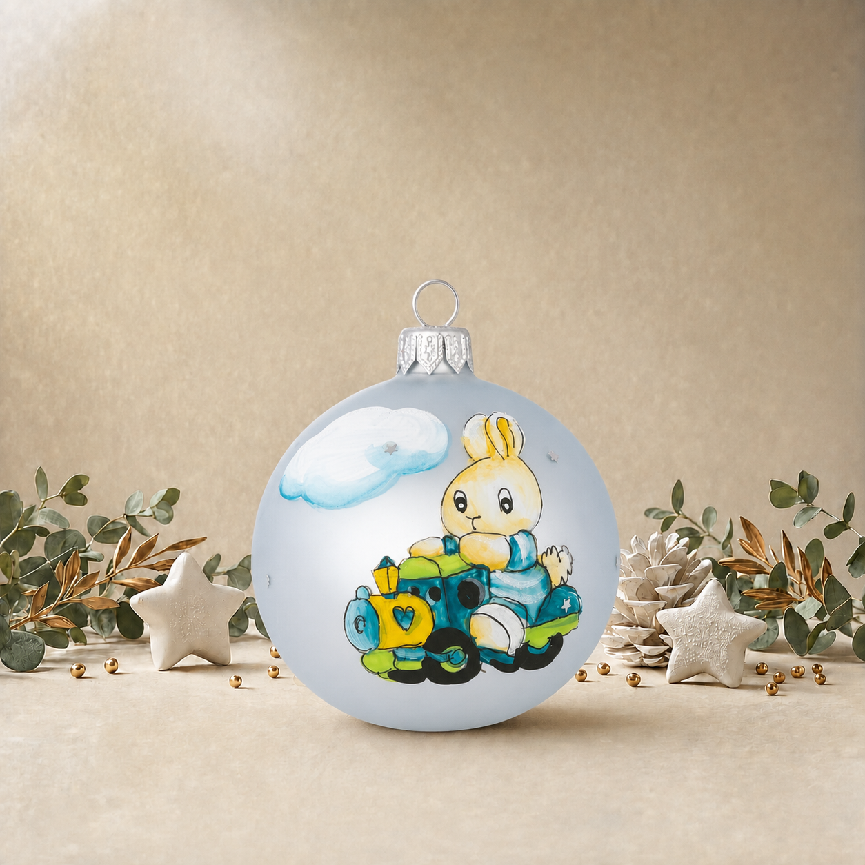 Baby Blue Bunny Bauble back