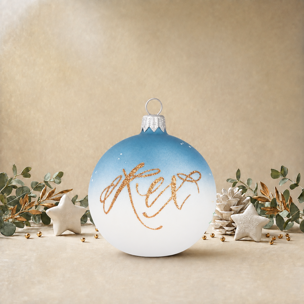Snowman with Blue Scarf & Fence - Baby Blue front
