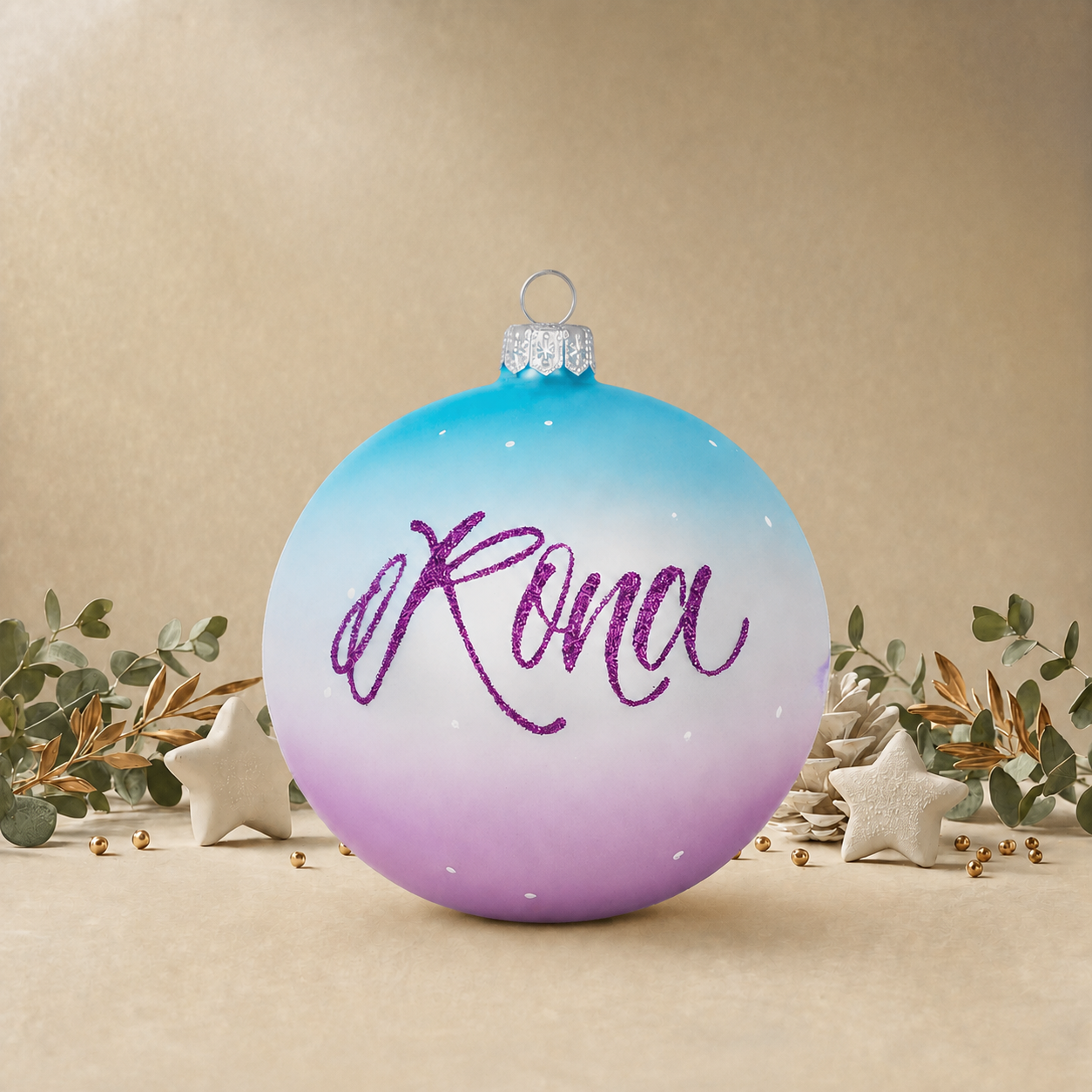 Santa with Reindeer and Christmas Tree - Baby Blue front