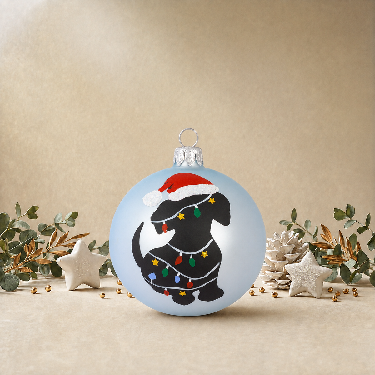 Baby Blue Dog Silhouette Bauble