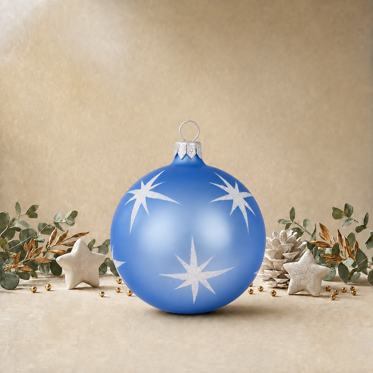 Baby Blue Bauble with White Stars back