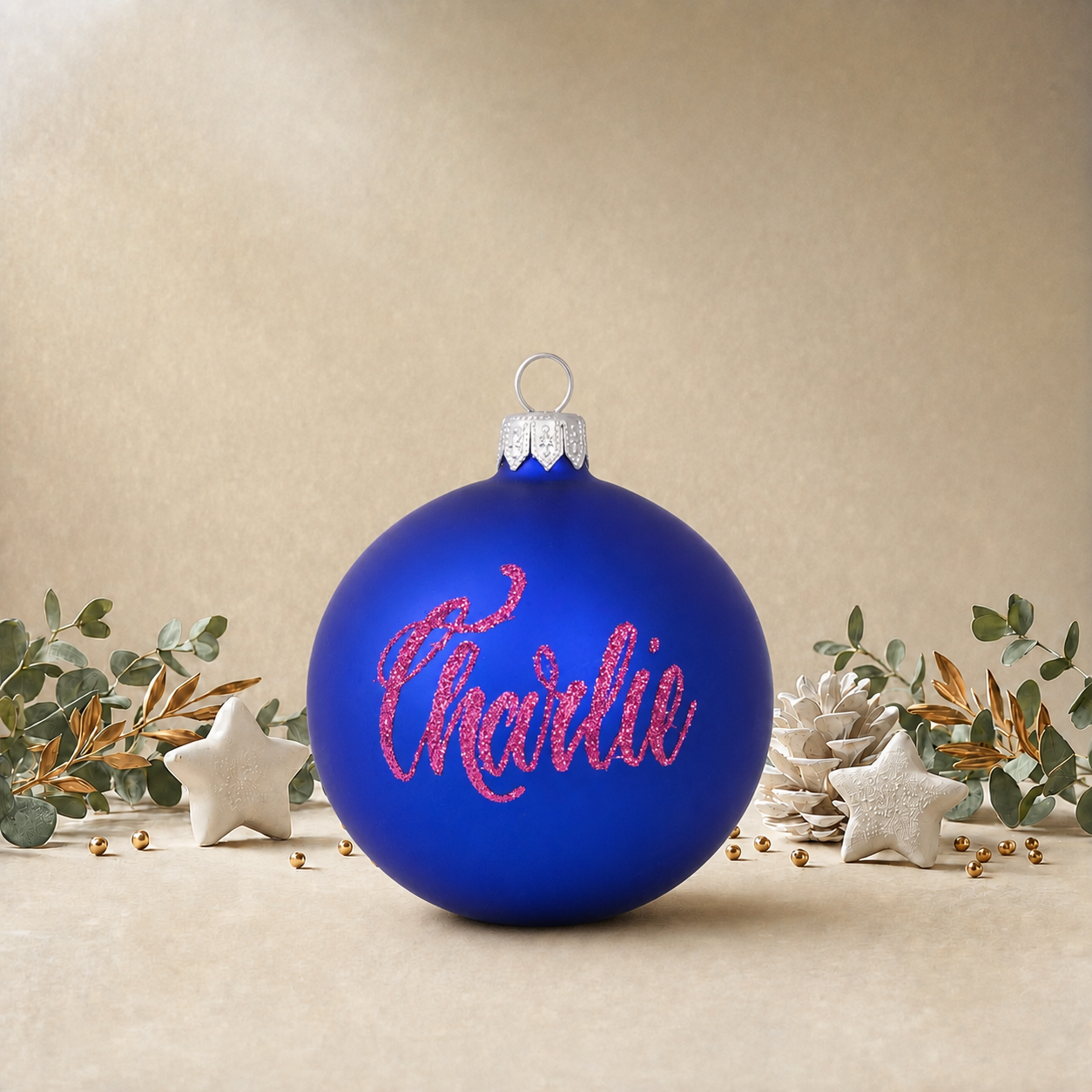 Medium Dark Blue Plain Bauble front