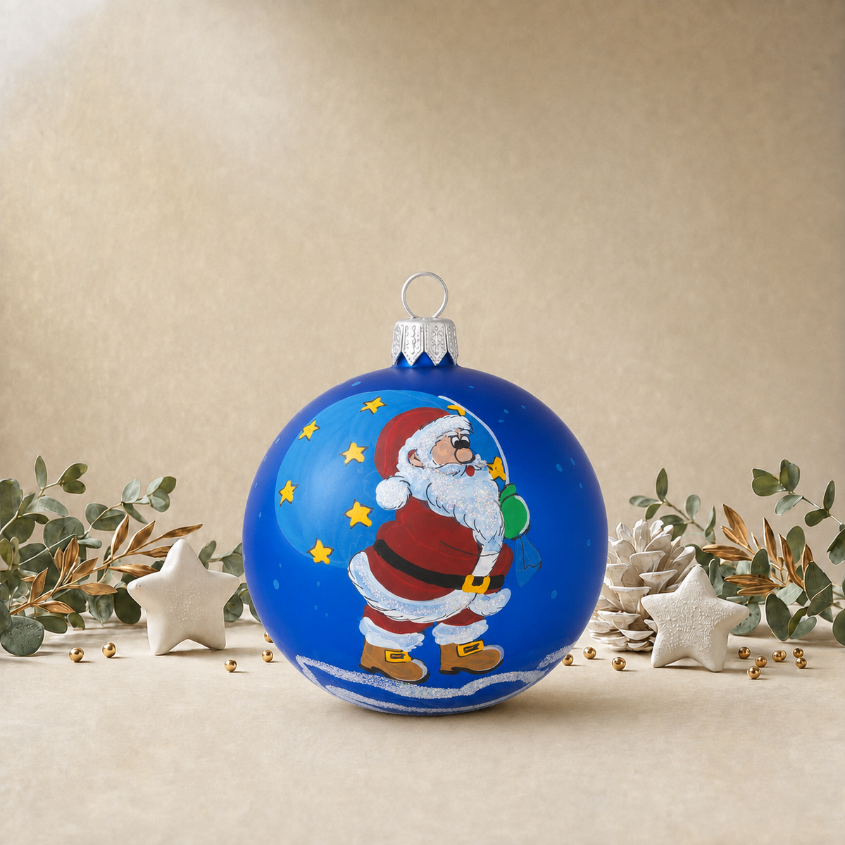 Santa Delivering Presents - Blue back