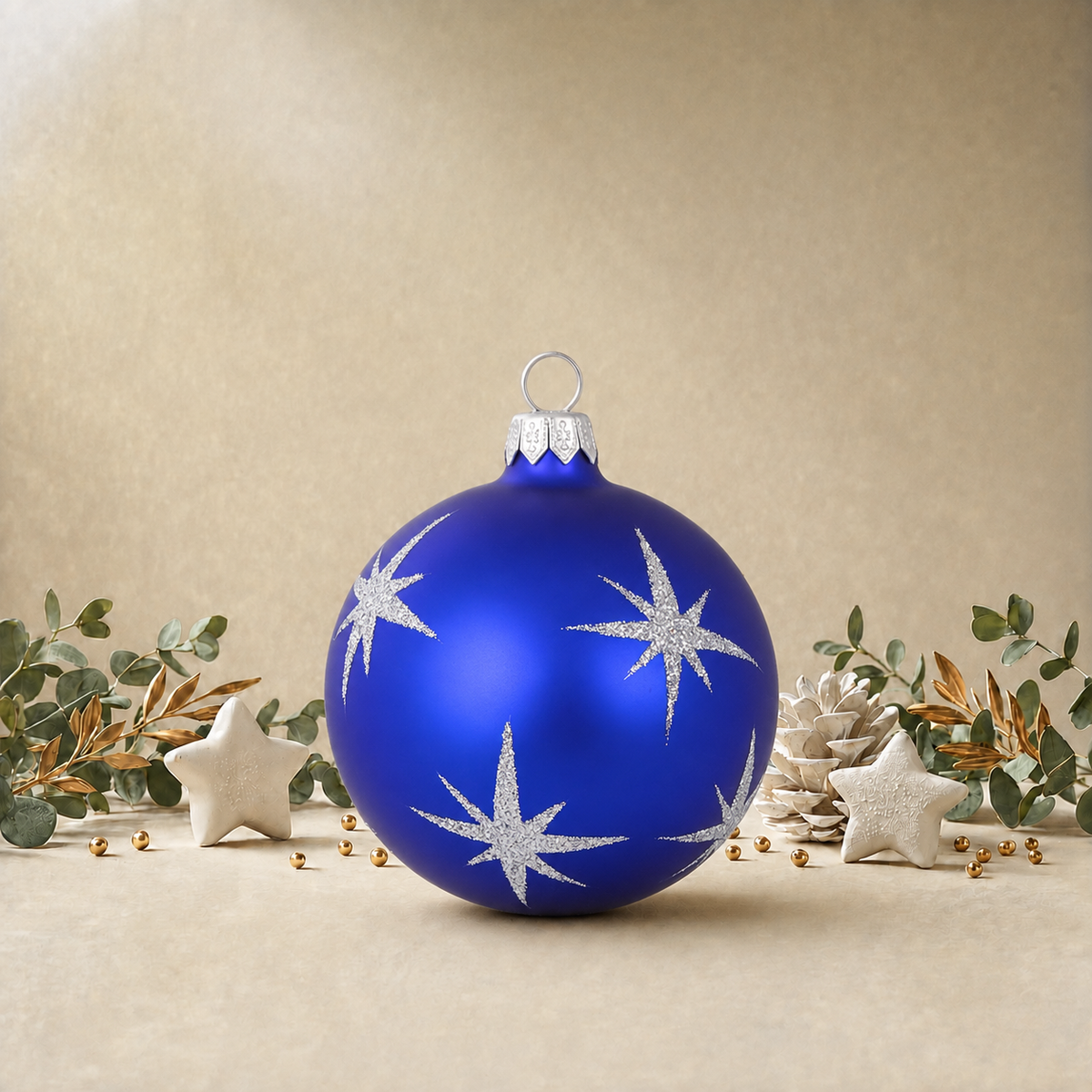 Dark Blue Bauble with Silver Stars back