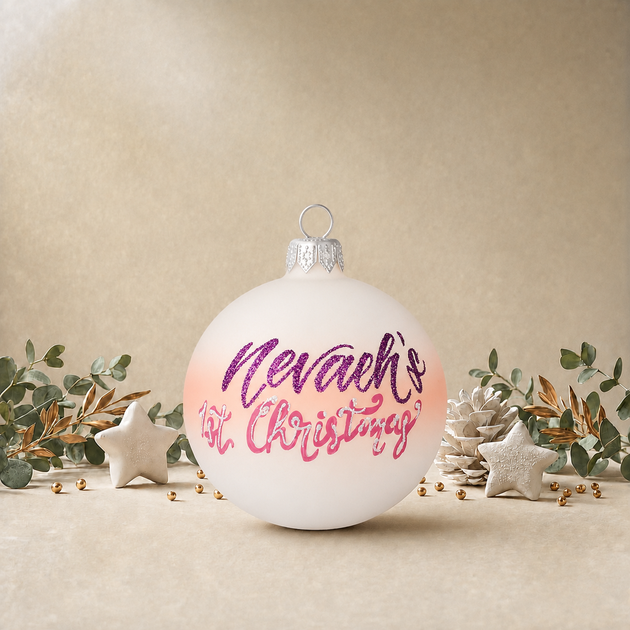 1st Christmas - Pink & White front