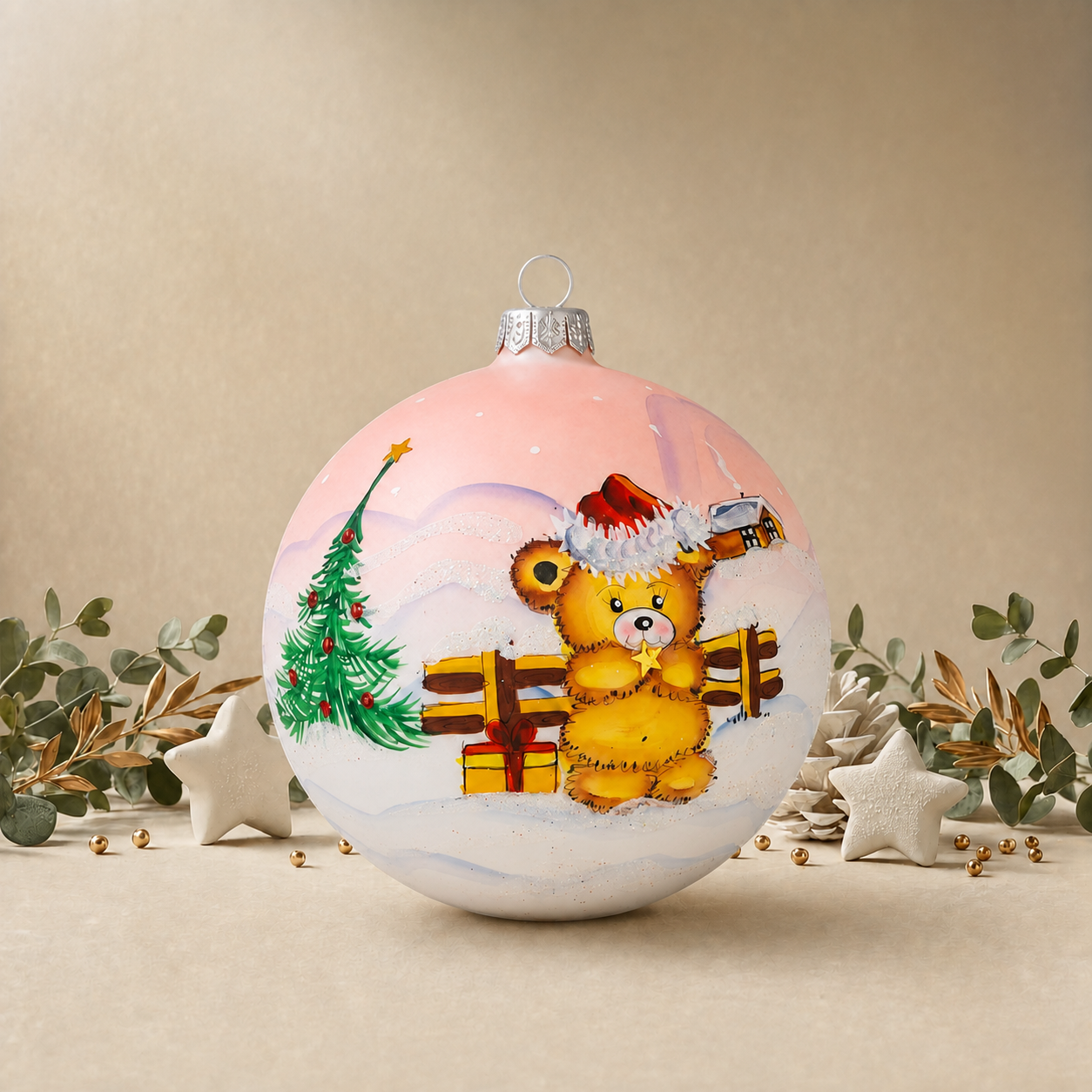 Teddy Bear with Present - Baby Pink back