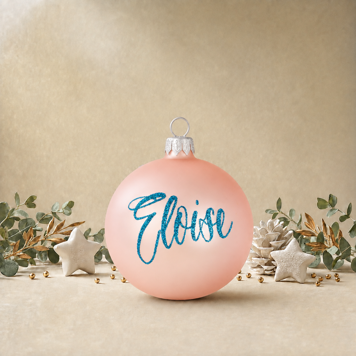 Baby Pink Bauble with Christmas Tree