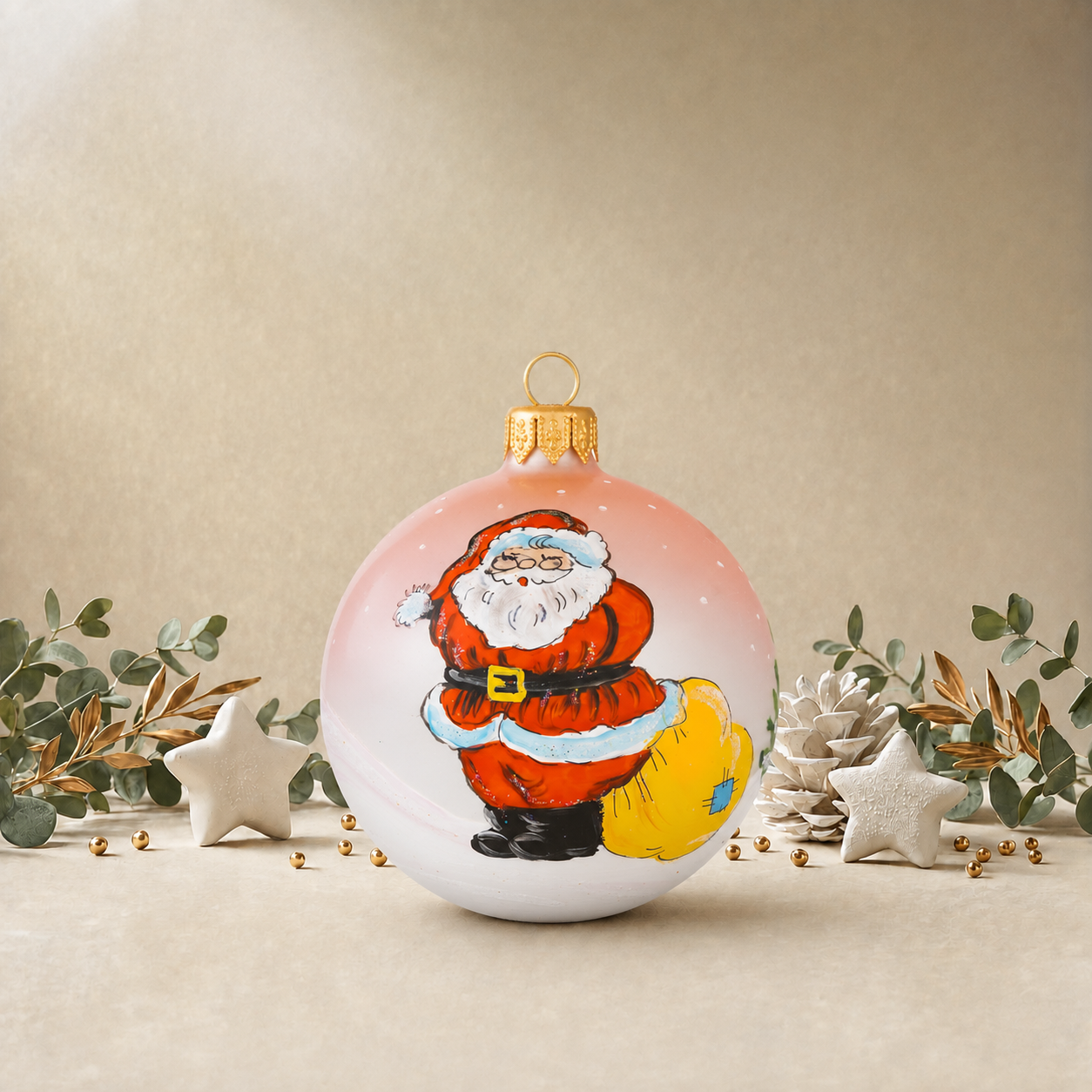 Pink Santa with Bag of Presents back