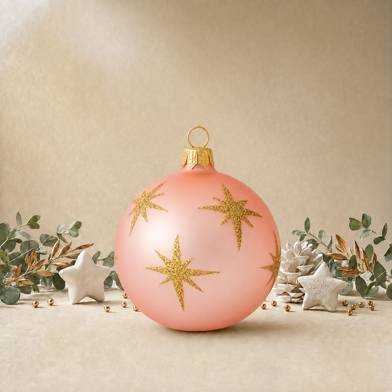 Baby Pink Bauble with Gold Stars back