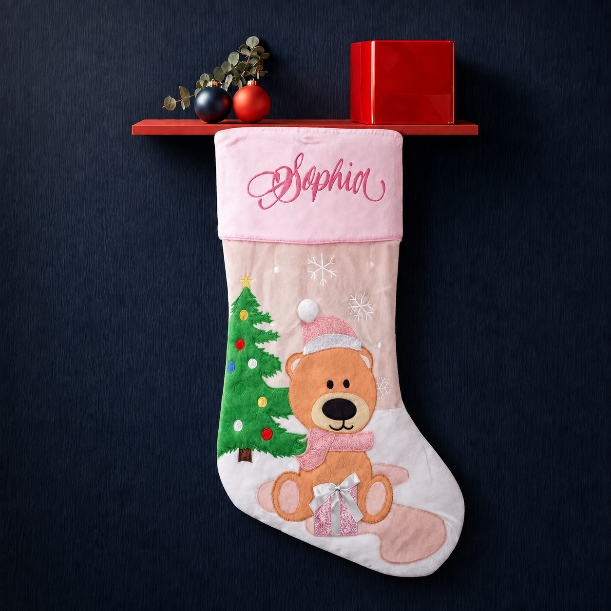 Baby Pink Bear Stocking