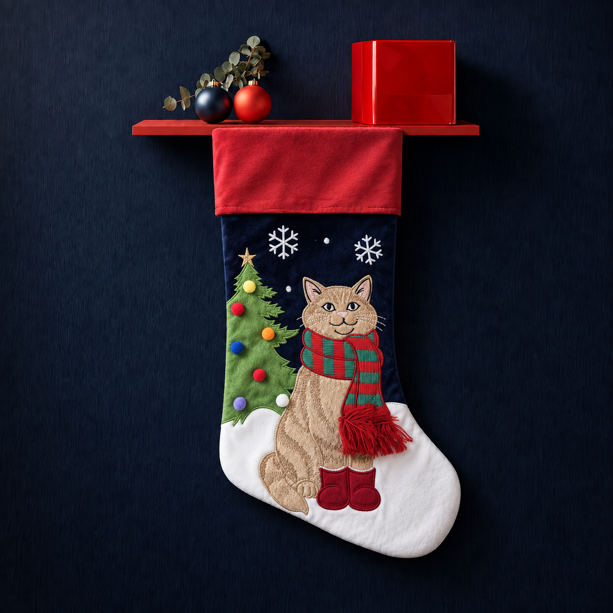 Cat with Scarf Stocking