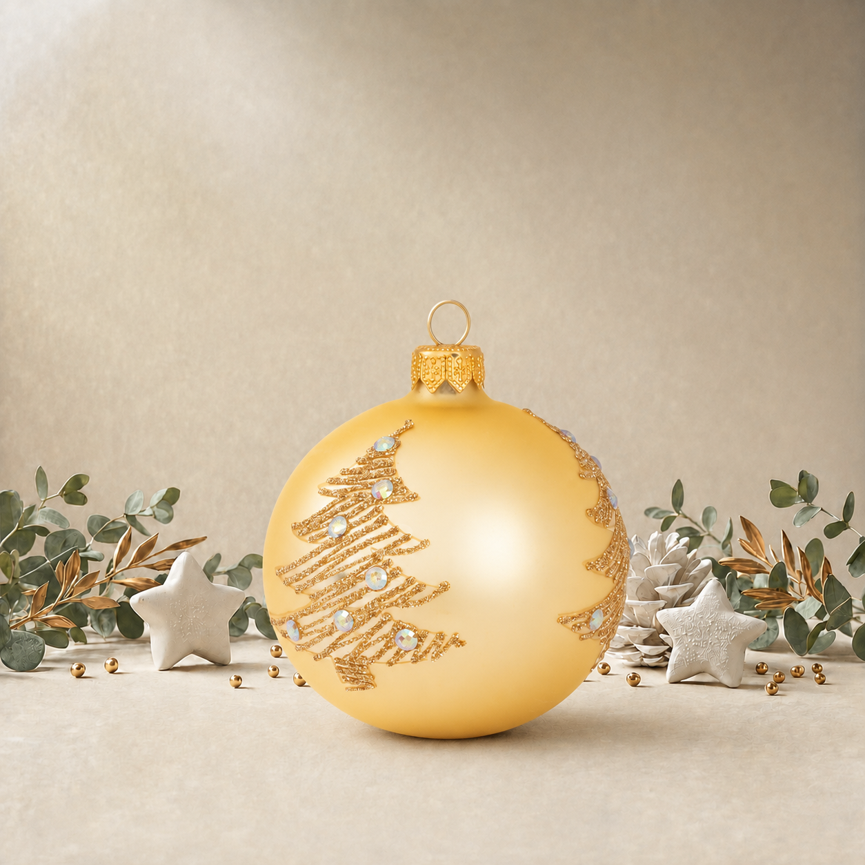 Cream Gold Christmas Tree Bauble