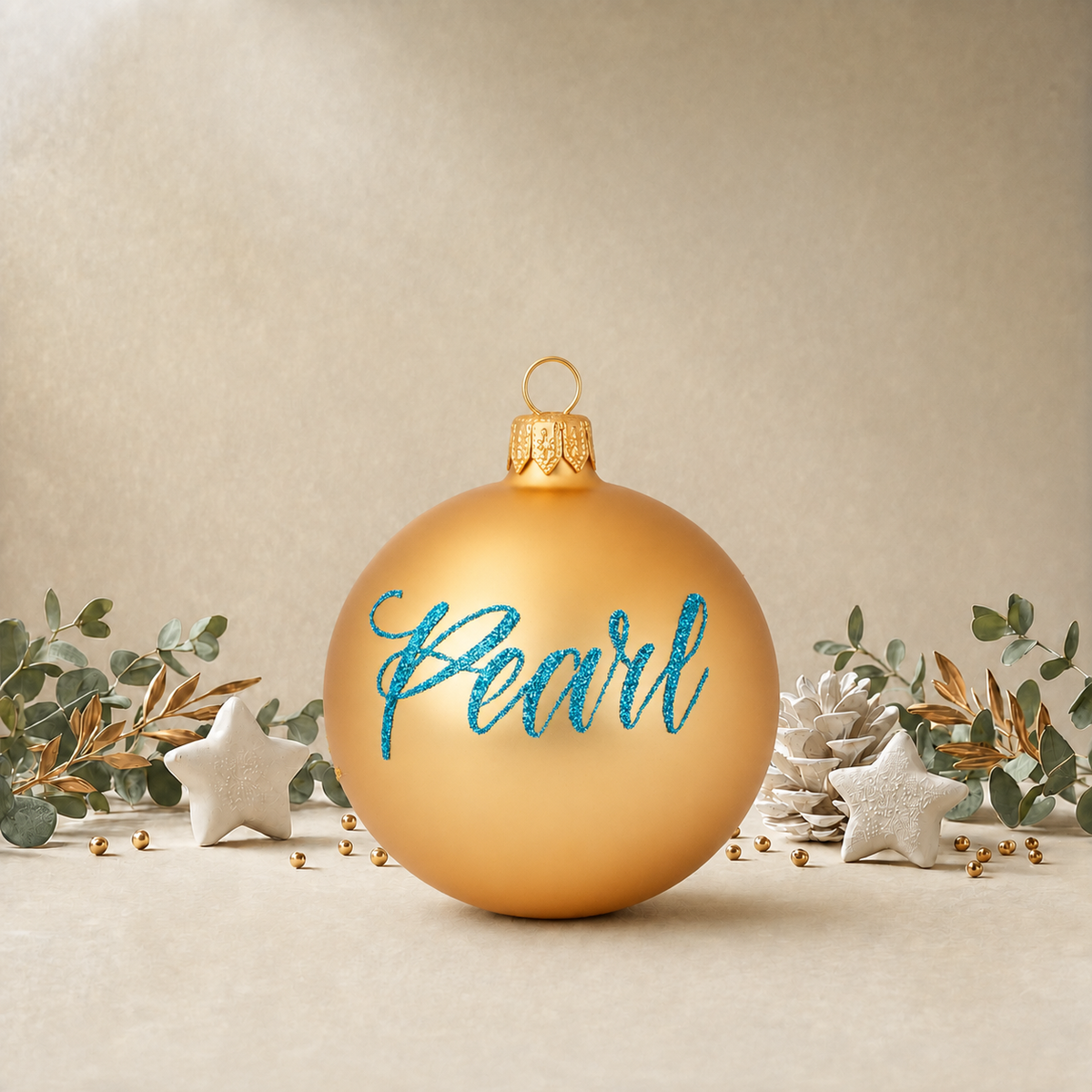 Gold Bauble with Gold Stars front