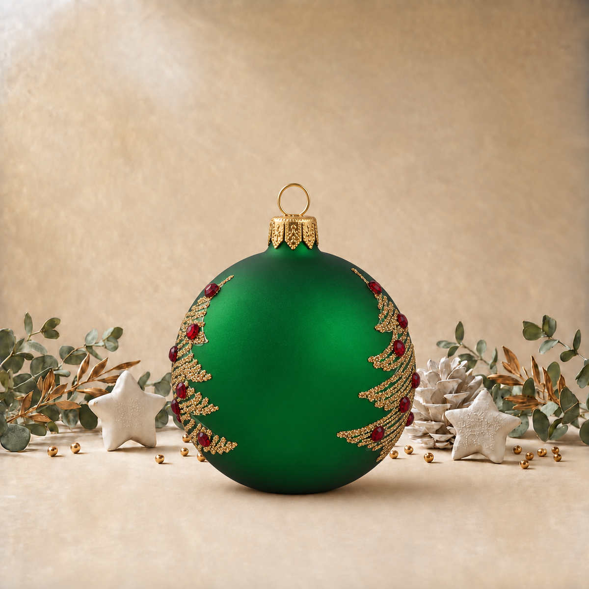 Green Bauble with Gold Christmas Tree