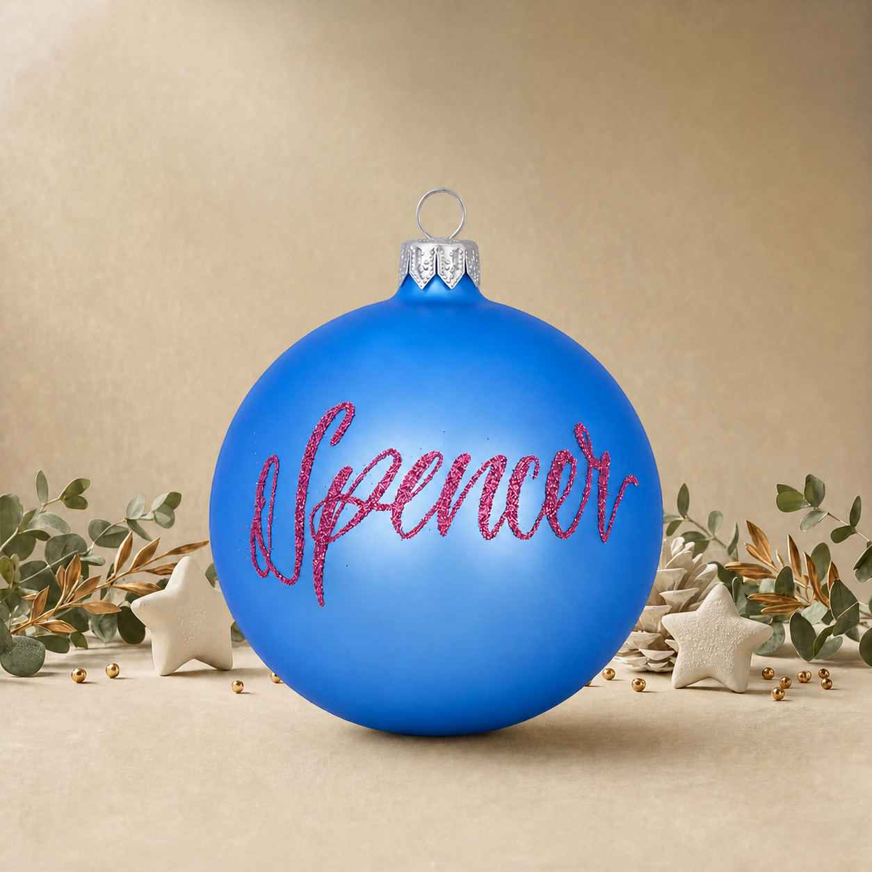 Large Baby Blue Plain Bauble front