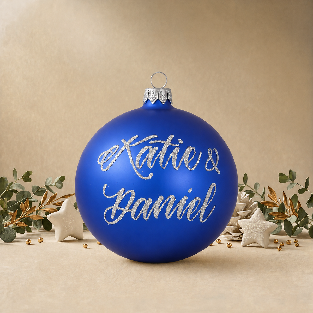 Large Dark Blue Plain Bauble front