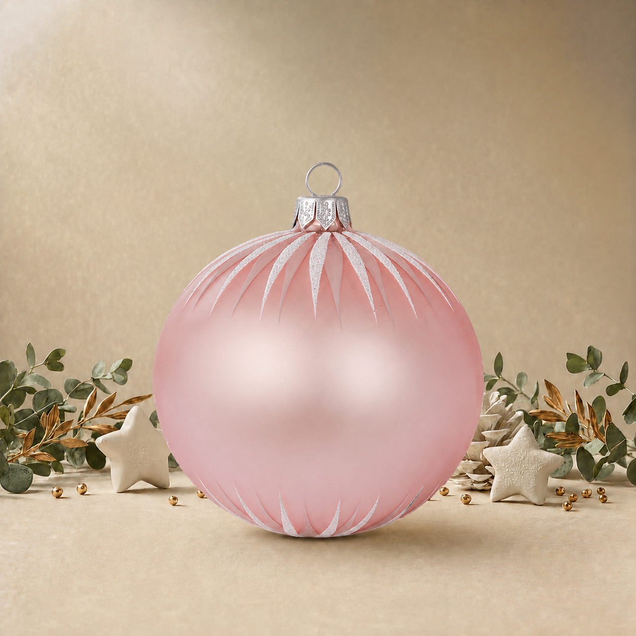 Baby Pink Bauble with Gold Icicles back