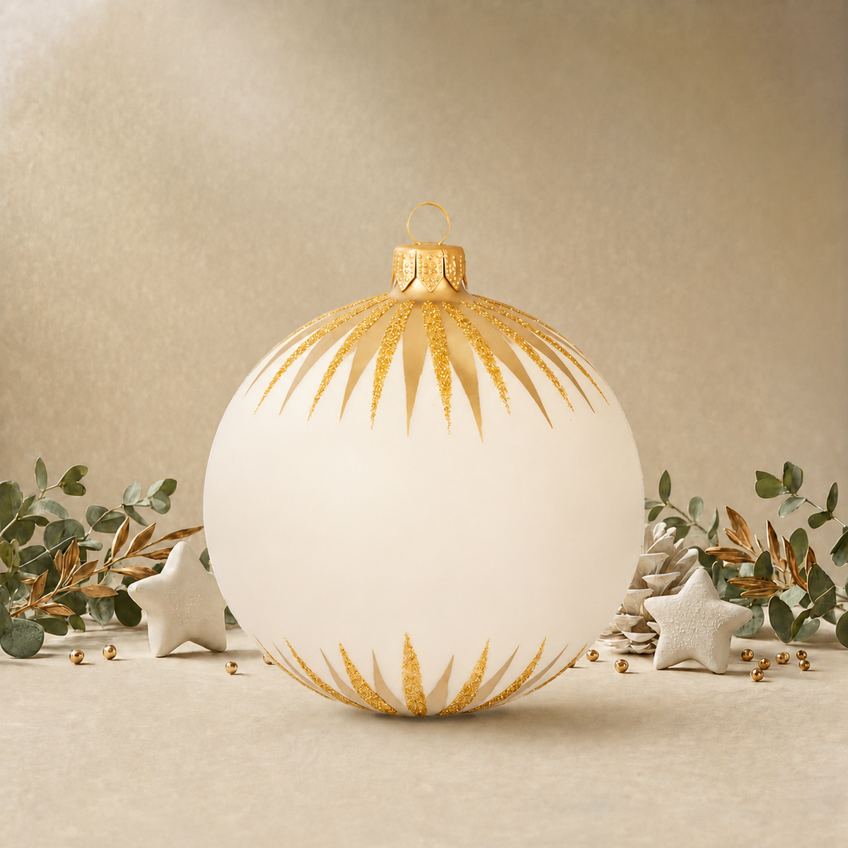 Large Cream Bauble with Gold Icicles back