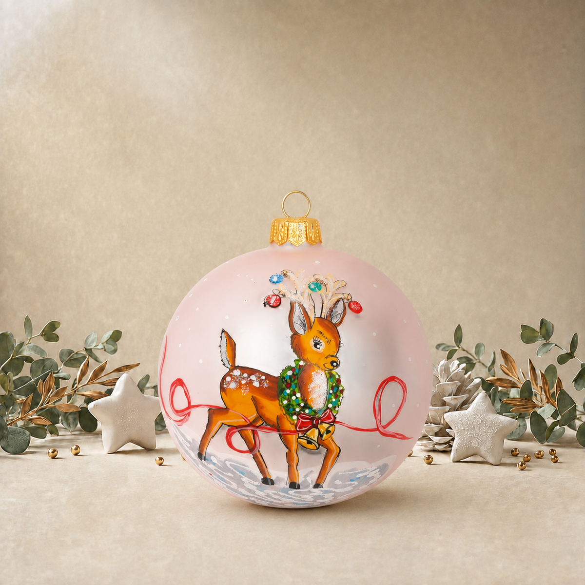 Cute Reindeer with Bells - Pink back