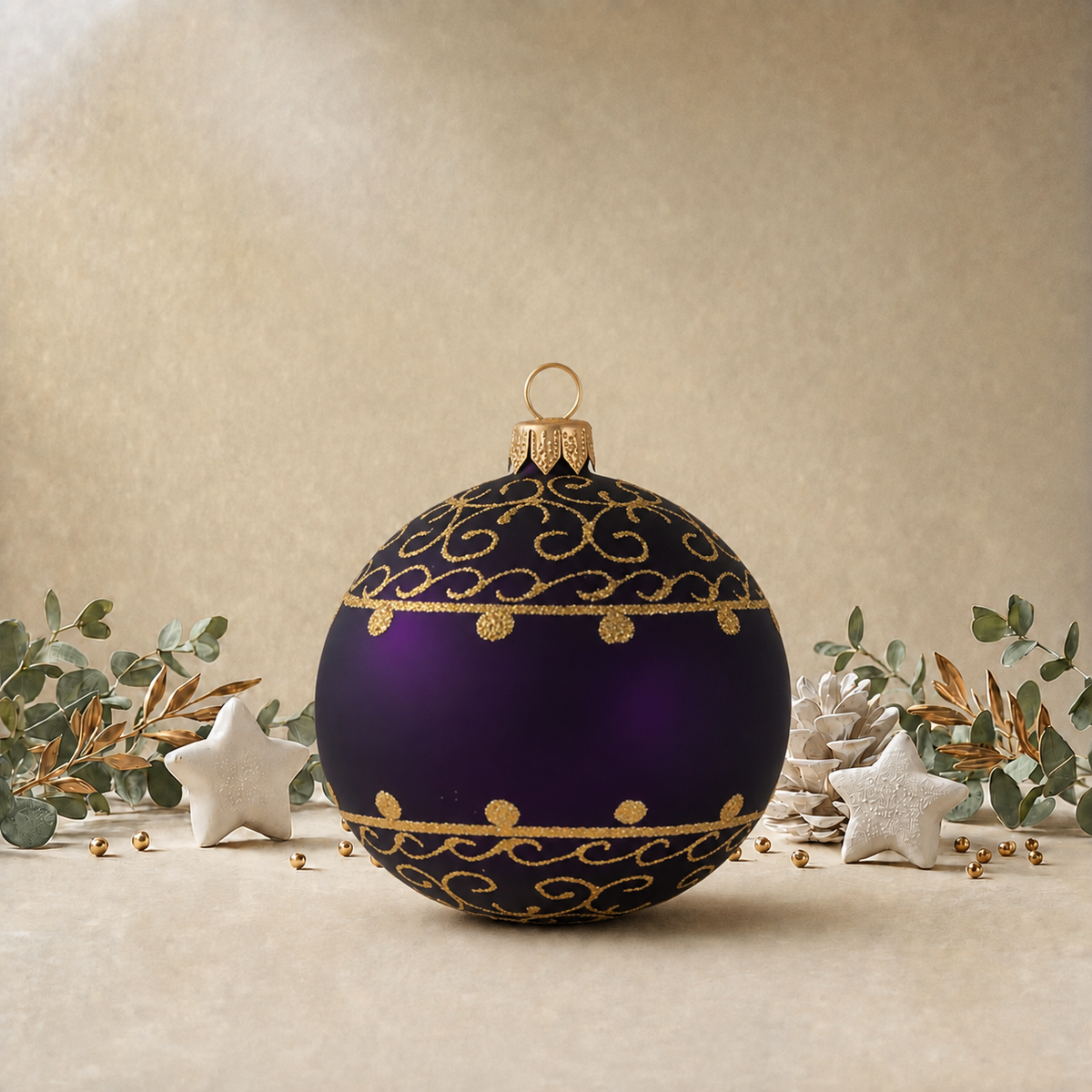 Purple Bauble with Gold Ornamental Pattern back