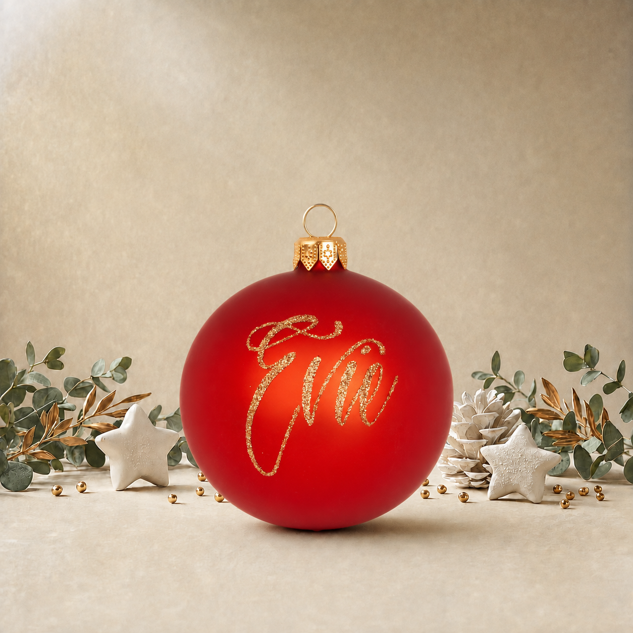 Red Bauble with Dinosaur front