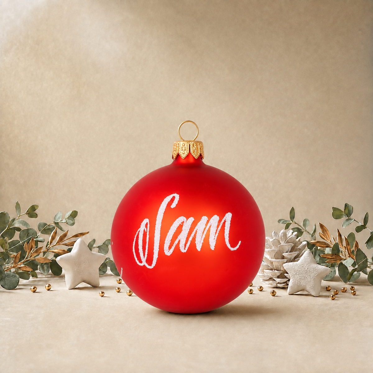 Red Bauble with Dove front