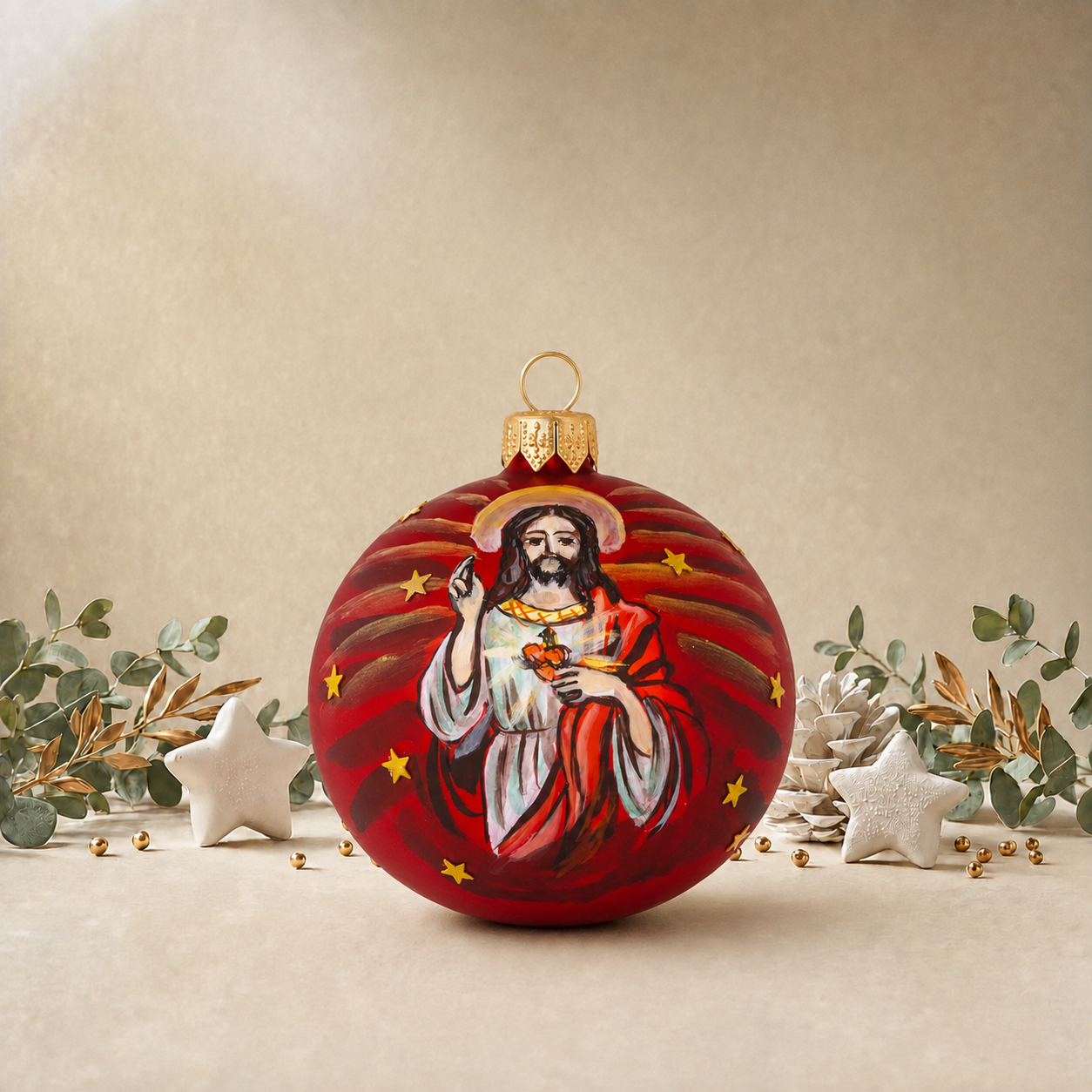 Red Bauble with Jesus back