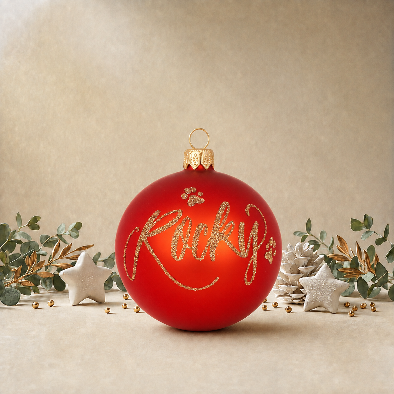 Red Bauble with Labrador front