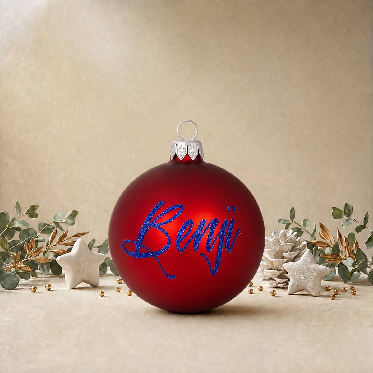 Sitting Reindeer with Christmas Hat front