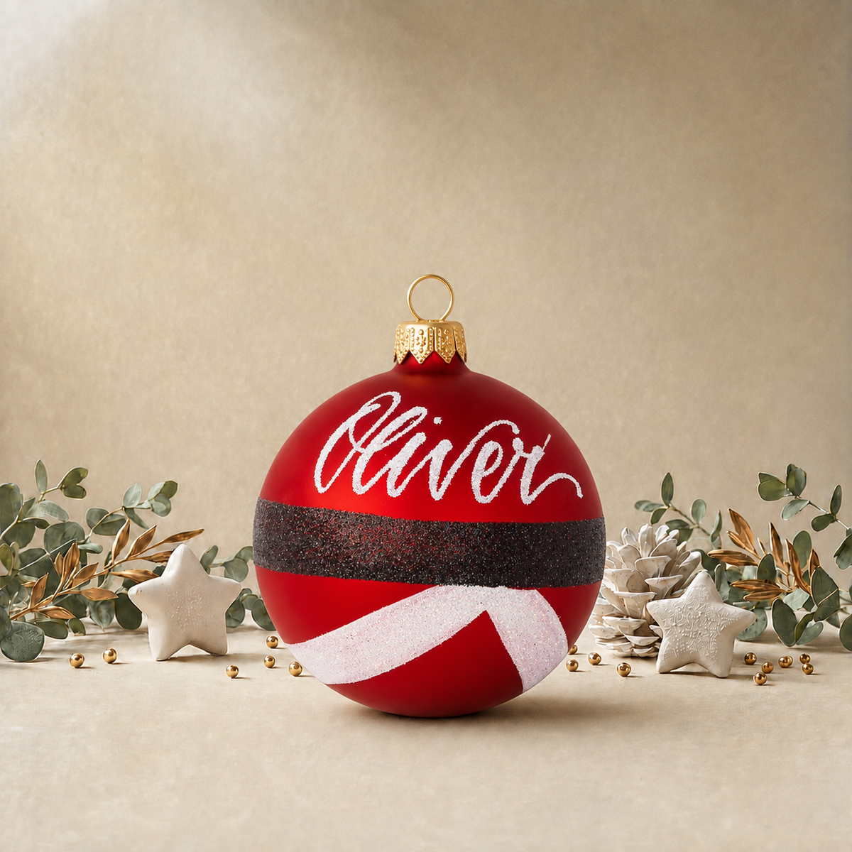 Red Bauble with Santa Belt front