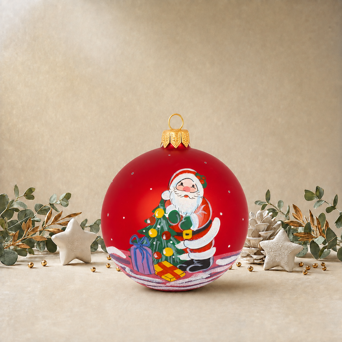 Red Bauble with Santa back