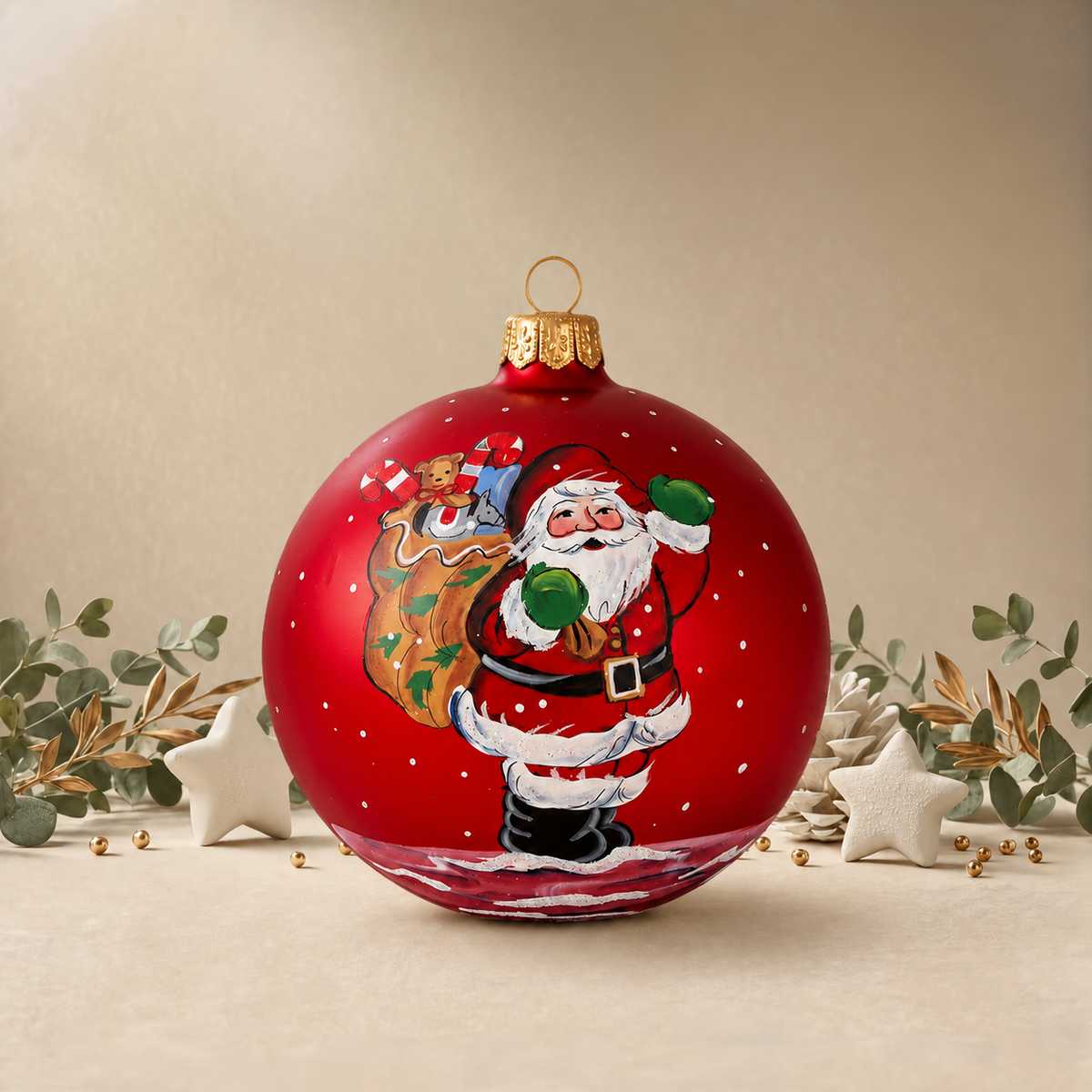 Santa Carrying a Full Sack of Presents - Red back
